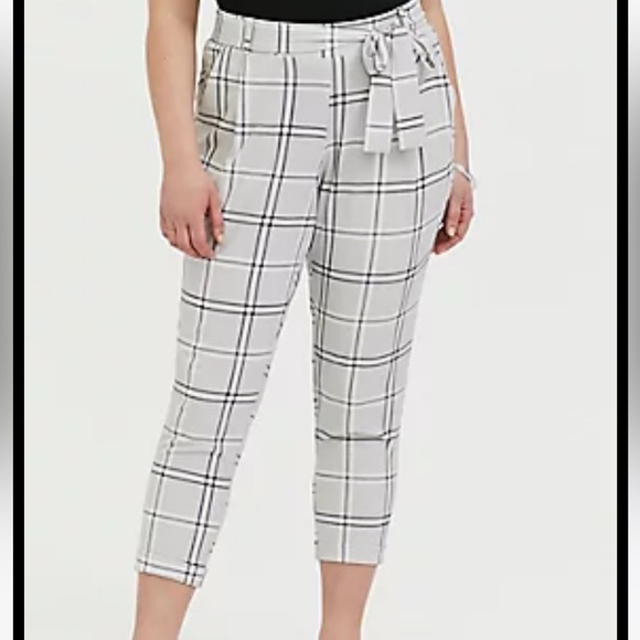 PLAID 3X TIE FRONT TROUSERS TORRID NWT - Picture 1 of 7